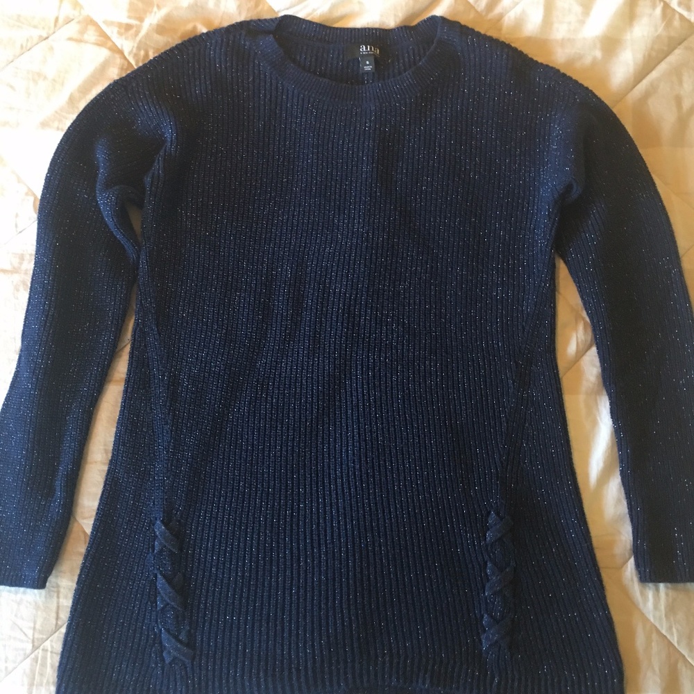 a.n.a. A New Approach Navy Blue Sparkle Sweater Tunic Size S - Picture 12 of 12